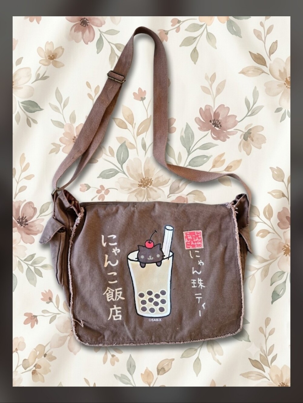 Vintage San-x Nyan Cat Bubble Tea Messenger Bag